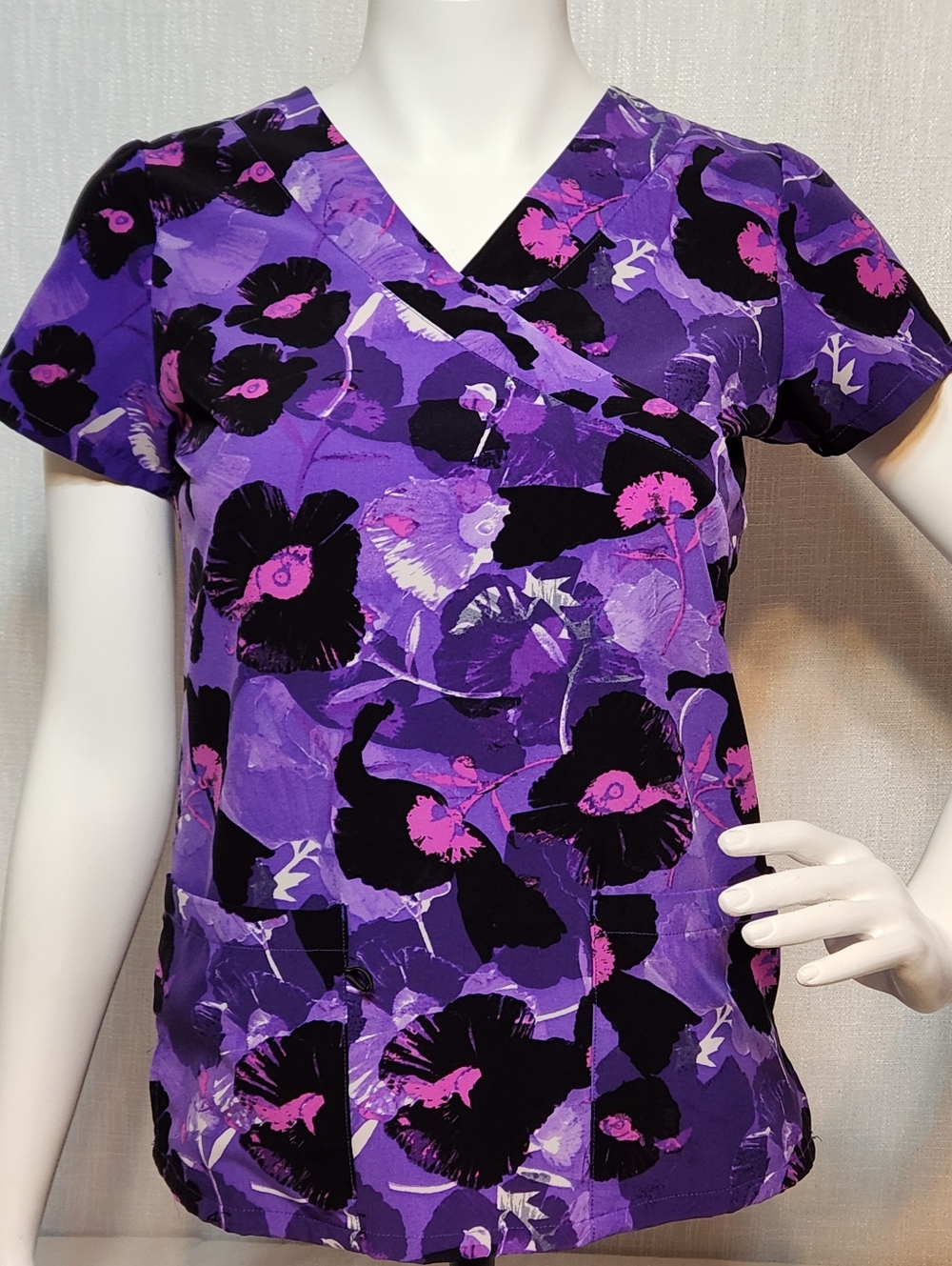 GT Performance Purple V Neck Scrubs Top Colorful XS